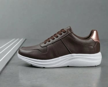 Tenis de cuero café oscuro estilo premium, calzado deportivo elegante