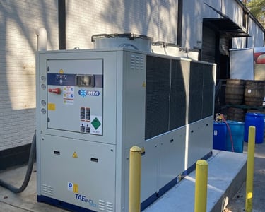 Glycol chiller for brewery process cooling.