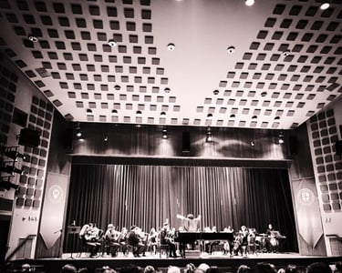 Stathis Chomatsas performing with the E.R.T. Youth Orchestra at Pierce Theater, December 2014
