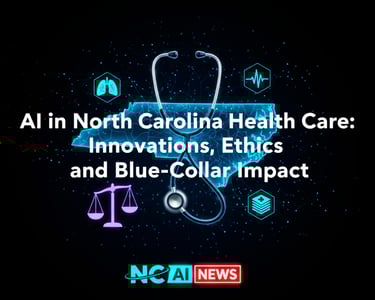 A luminous stethoscope morphing into glowing neural filaments, wrapping around a translucent NC