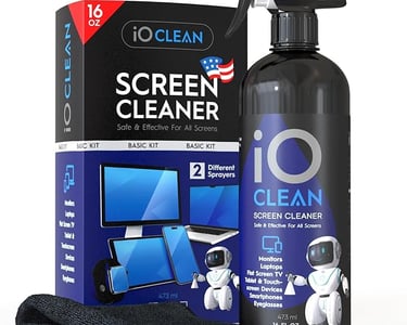 a bottle of cleansering cleaner with a cleaning cloth