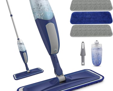 a mop with a mop and cleaning cloths