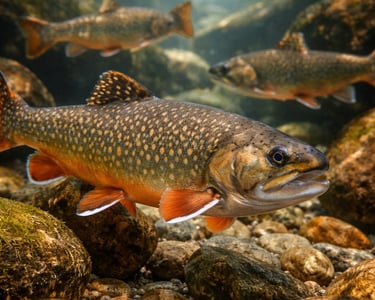 A Brook Trout in a stream, identified by an environmental consultant during an NHE survey.
