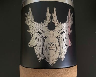 a close up of a deer head with a deer head
