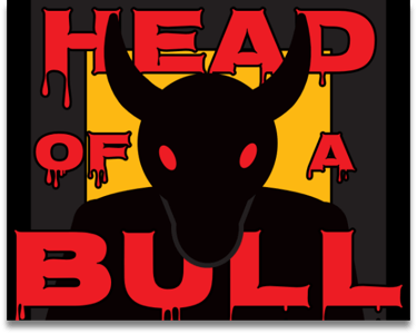 A thumbnail for the game Head of a Bull. A minotaur's head is silhouetted by a yellow doorway.