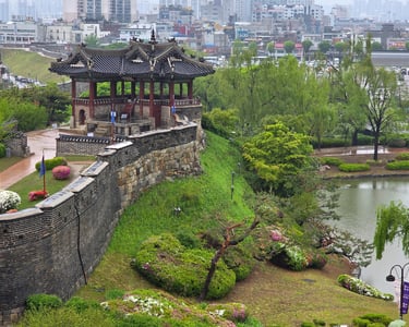 Wall and pavilion view