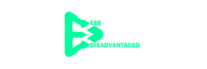 a green and white logo with a green background