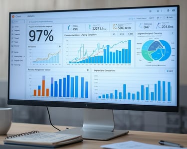 Analytics dashboard showing conversion rates and statistical significance metrics