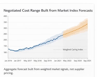 Aggregate Forecast built from weighted market indices, not supplier pricing.