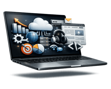 a laptop computer with taskmanager-nexus services offered icons
