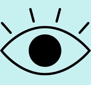 icone oeil sur fond turquoise newsletter