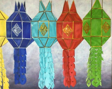 Thai lanterns - Acrylic on canvas - 24" x 20"