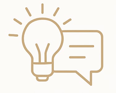 Minimalist gold line art representing Behavioural Insight & Communication Flow Image