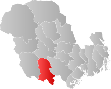 map of Telemark with Nissedal in red