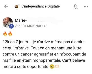 Résultat membre formation LID Marie T. Instagram