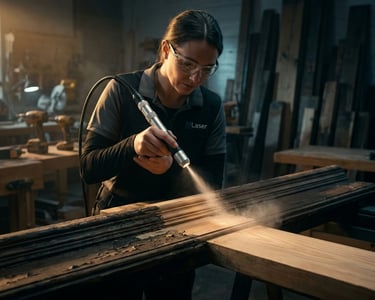 antik fa szekrény lakkeltávolítása lézerrel