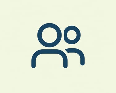 Minimalist blue group icon representing a team or community on a light background.