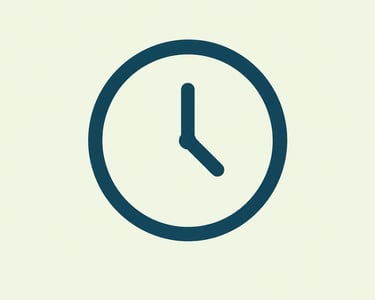 Minimalist dark blue analog wall clock icon showing four o'clock on a plain light background.