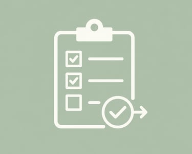 Clipboard icon with a completed checklist and checkmark for project management and task tracking.