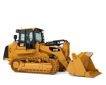 a large yellow bulldozer with a large bulldozer behind it