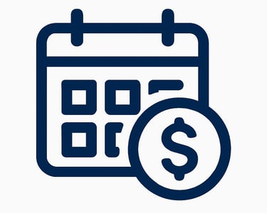 A calendar calendar with a dollar sign