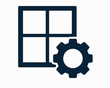 A window and a gearwheel