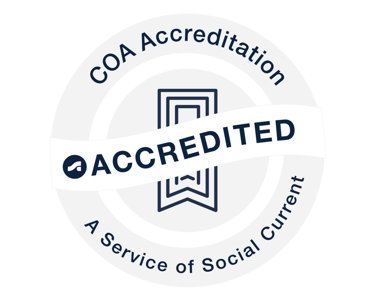A COA accreditation white stamp