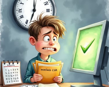 arkasında bir saat olan, elindeki dosyalarla ekrana bakan bir adam