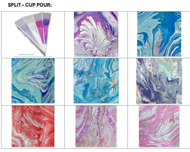 split cup acrylic pouring colour combinations