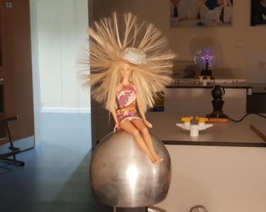 Barbie on a Van Der Graaf generator!