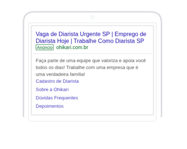 Anúncio Ohikari Limpeza que seve
