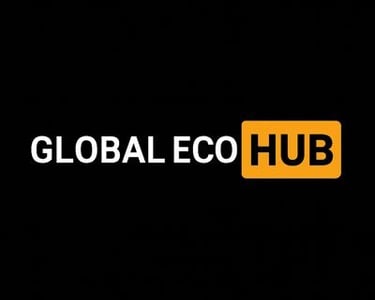 Global Eco Hub branding image focused on green tech, blockchain news, and market trends from emerging economies.