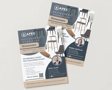 a flyer for a restaurant furniture business
