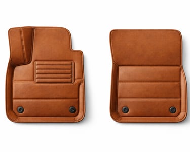 Leather floor mats providing interior protection and premium look for vehicle cabins.