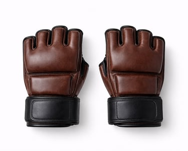 Leather MMA gloves offering flexibility, grip, and hand protection for training and sparring.