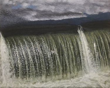 Tableau peinture à l'acrylique - Effet d'eau au barrage de Chatou