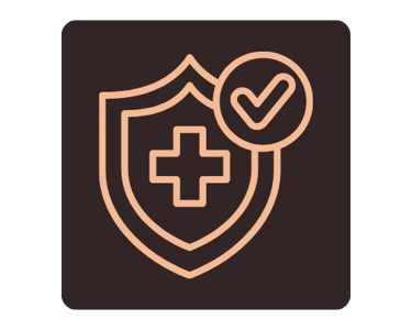 Shield icon with a cross and checkmark symbol symbolizing safety in welding and fabrication..