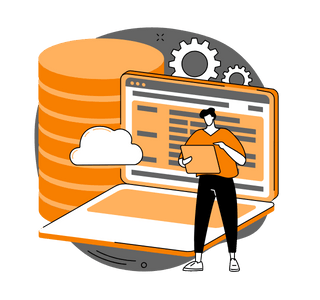 a man standing in front of a laptop computer