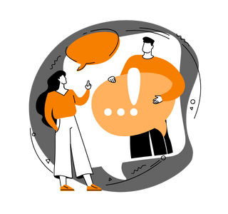 a man and woman talking to each other