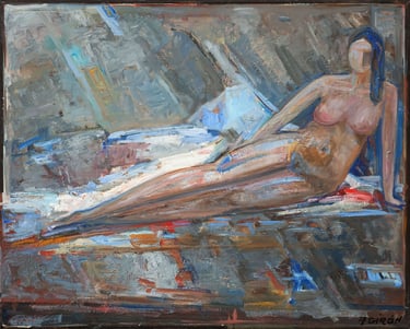 La modelo, óleo sobre lienzo del artista pintor Argi Girón. Model, artist, painter, oil on canvas