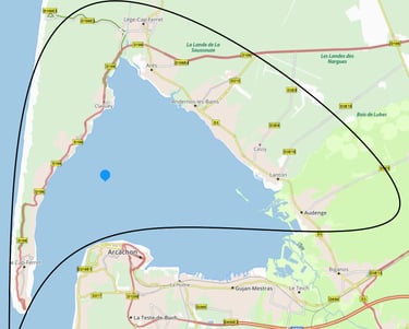 carte du Bassin d'Arcachon