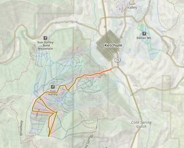 Sun Valley ID partial ski track
