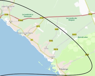 carte du Bassin d'Arcachon