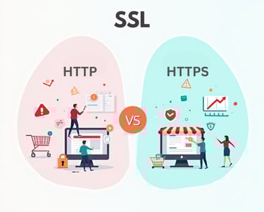 http ve https içeren sitelerin karşılaştırmasını gösteren bir görsel