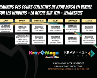 Planning des cours de Krav Maga en Véndée