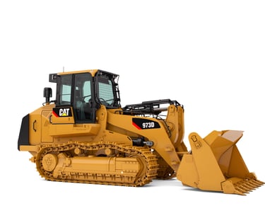 a large yellow bulldozer with a large bulldozer behind it