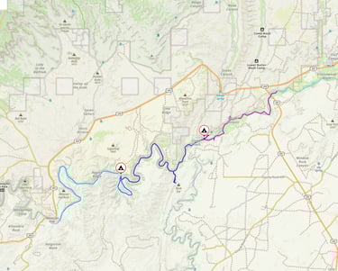 San Juan River float tracks over 4 days.
