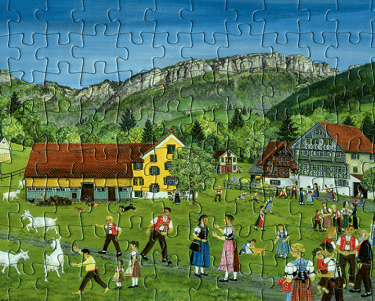 a puzzle piece puzzle piece with a picture of a farm scene