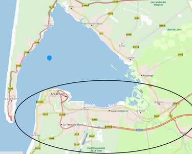 carte du Bassin d'Arcachon