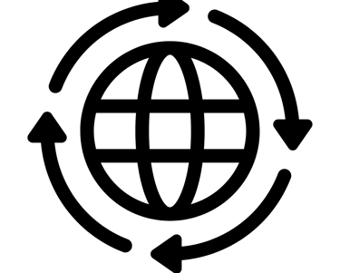 Globe with arrows spinning around, symbolizing uncontrollable natural cycles.